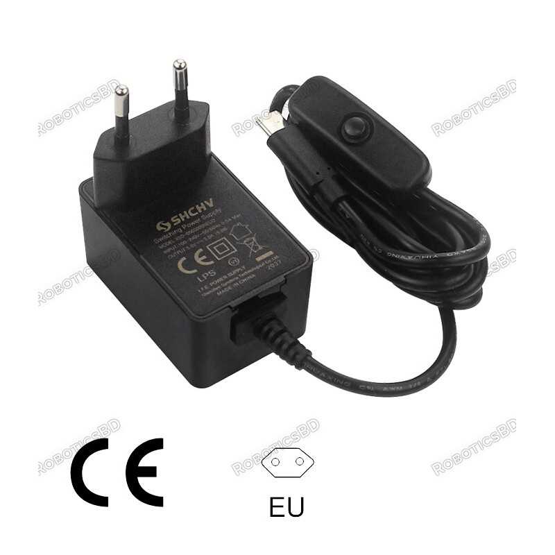 Raspberry Pi 4 Power Supply 5V 3A USB Type C Robotics Bangladesh Raspberry Pi 4 Power Supply 5V 3A USB Type C Robotics Bangladesh