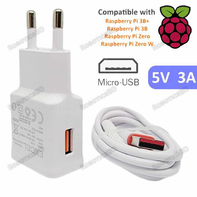 Raspberry Pi Power Adapter Micro USB Robotics Bangladesh Raspberry Pi Power Adapter Micro USB Robotics Bangladesh