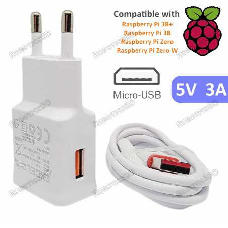 Raspberry Pi Power Adapter Micro USB Robotics Bangladesh
