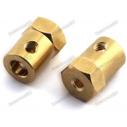 6mm Motor Shaft Coupling Brass Hex 18mm length Robotics Bangladesh
