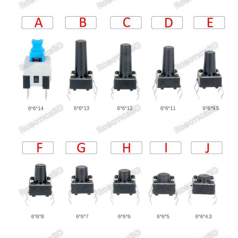 Tactile Push Button Switch 10 Values 6x6mm Micro Momentary Tact Button Switches Robotics Bangladesh Tactile Push Button Switch 10 Values 6x6mm Micro Momentary Tact Button Switches Robotics Bangladesh