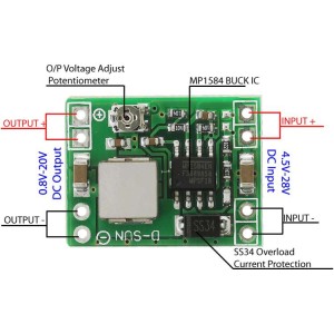 Mini MP1584EN DC-DC BUCK Adjustable Step Down Module Robotics Bangladesh