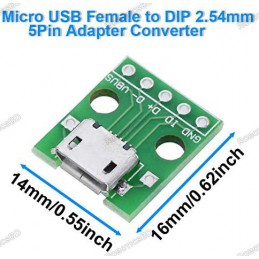 Micro USB to Breadboard & PCB 2.54mm DIP 5P Adapter Robotics Bangladesh