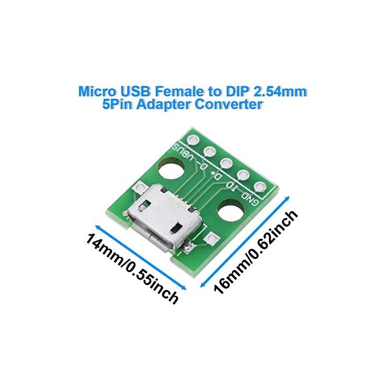 Micro USB to Breadboard & PCB 2.54mm DIP 5P Adapter Robotics Bangladesh