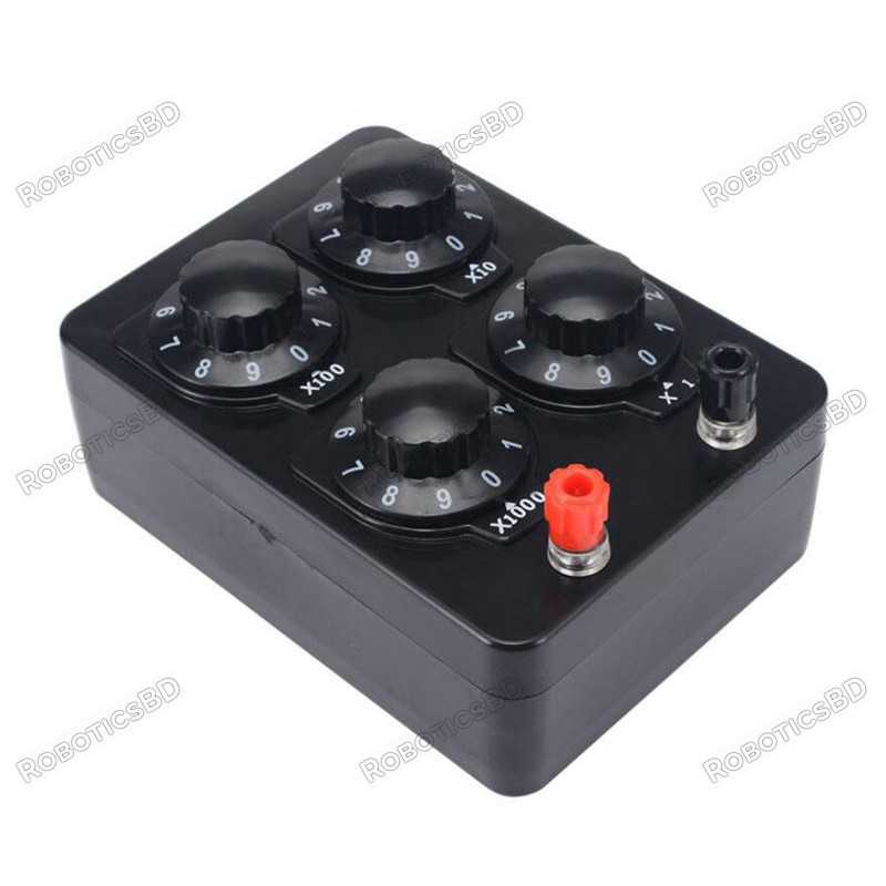 0-9999 Ohm Simple Resistance Box Precision Variable Decade Resistor Instrument PT-100 Simulator Robotics Bangladesh 0-9999 Ohm Simple Resistance Box Precision Variable Decade Resistor Instrument PT-100 Simulator Robotics Bangladesh