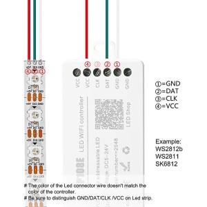 SP108E LED Wifi Magic Controller WS2812B WS2813 LED Strip Light Smart APP Wireless Control Max 2048 Pixels Robotics Bangladesh