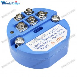 PT100 Temperature Transmitter 0-200 Celsius Range 4-20MA DC 24V Robotics Bangladesh