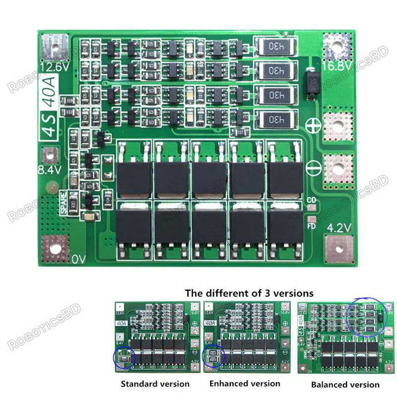 4S 40A 14.8V 18650 Lithium Battery BMS PCB Protection Board Robotics Bangladesh 4S 40A 14.8V 18650 Lithium Battery BMS PCB Protection Board Robotics Bangladesh