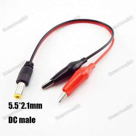 2.1mm Male Barrel Jack to Alligator/Crocodile Connector Robotics Bangladesh