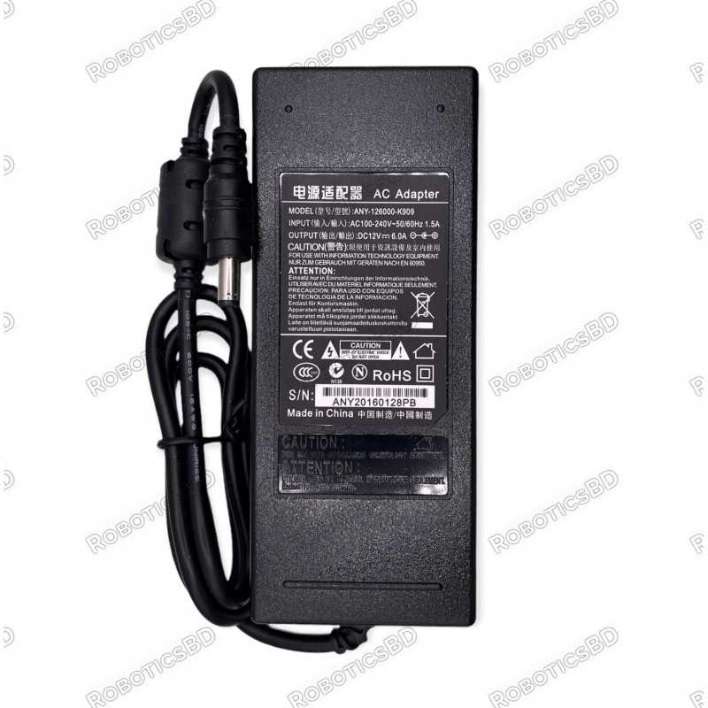 AC-DC Adapter Genuine 12V 6A Power Adapter Robotics Bangladesh AC-DC Adapter Genuine 12V 6A Power Adapter Robotics Bangladesh