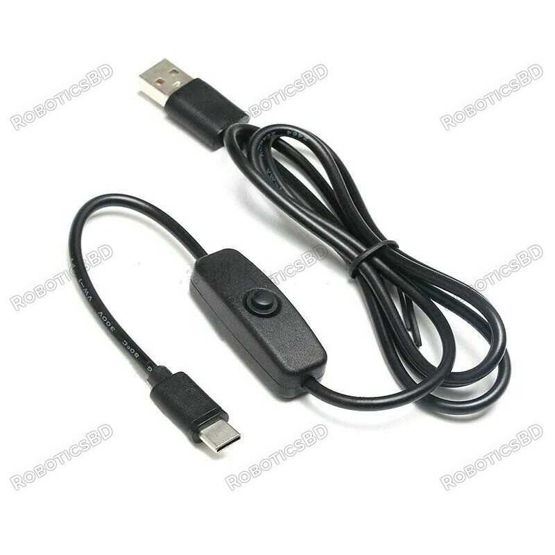 Raspberry Pi Power Cable with On/Off Switch Type C USB Robotics Bangladesh Raspberry Pi Power Cable with On/Off Switch Type C USB Robotics Bangladesh