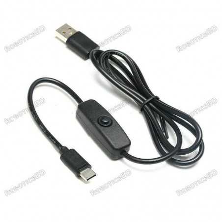 Raspberry Pi Power Cable with On/Off Switch Type C USB Robotics Bangladesh