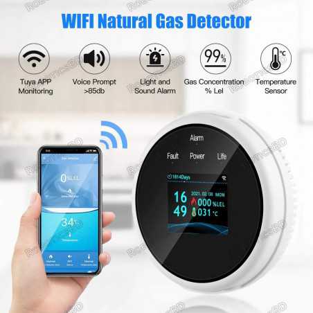 Smart Gas Leak Detector Tuya Wifi Smart Natural Gas Alarm Sensor with LCD Display Robotics Bangladesh