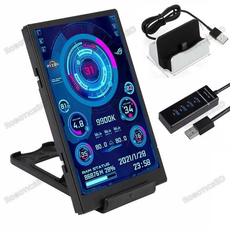 3.5 Inch IPS TYPE-C Secondary Screen CPU GPU RAM HDD Monitoring USB Display Robotics Bangladesh 3.5 Inch IPS TYPE-C Secondary Screen CPU GPU RAM HDD Monitoring USB Display Robotics Bangladesh