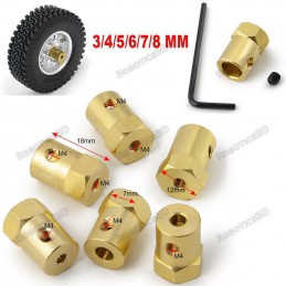 5mm Motor Shaft Coupling Brass Hex 18mm length Robotics Bangladesh