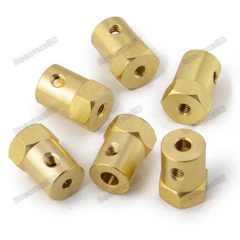 3-8mm Diameter Motor Shaft Brass Hex Coupler Robotics Bangladesh 3-8mm Diameter Motor Shaft Brass Hex Coupler Robotics Bangladesh