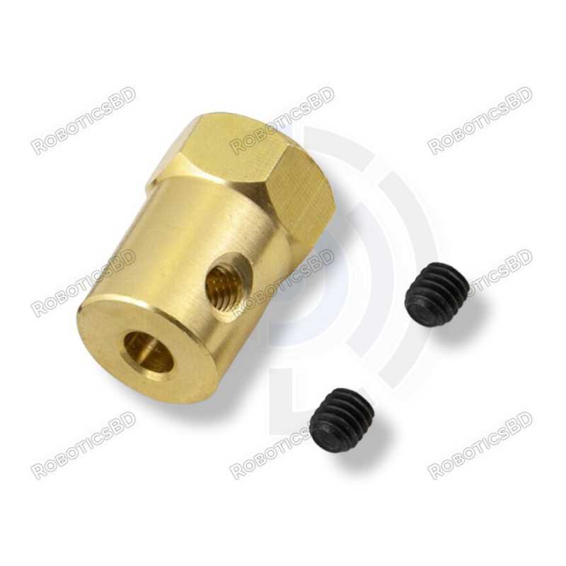 4mm Motor Shaft Coupling Brass Hex 18mm length Robotics Bangladesh 4mm Motor Shaft Coupling Brass Hex 18mm length Robotics Bangladesh