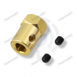 6mm Motor Shaft Coupling Brass Hex 18mm length Robotics Bangladesh