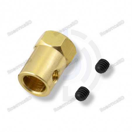 8mm Motor Shaft Coupling Brass Hex 18mm length Robotics Bangladesh