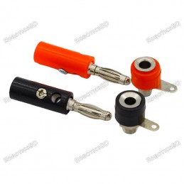 2 Pairs 4mm Insulated Banana Plug Socket Jack Connectors Red Black Robotics Bangladesh