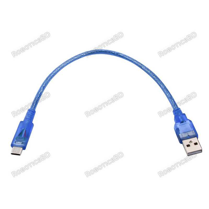 Shielded Blue USB Type-C Cable 30cm for Arduino Shielded Blue USB Type-C Cable 30cm for Arduino