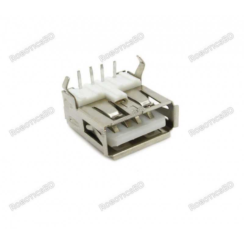 USB Female Type A DIP Connector PCB Mount Right Angle Robotics Bangladesh USB Female Type A DIP Connector PCB Mount Right Angle Robotics Bangladesh