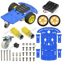 2WD Robotics Blue Chassis With Motors Wheels Robotics Bangladesh