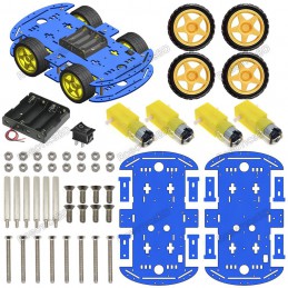 4WD Robotics Blue Chassis With Motors & Wheels Robotics Bangladesh