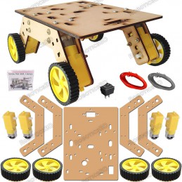 4WD Robotics Rover DIY Wooden Chassis With Motors & Wheels Robotics Bangladesh