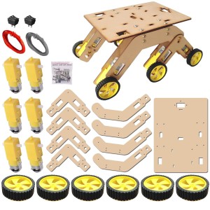 6WD Robotics Rover DIY Wooden Chassis With Motors & Wheels Robotics Bangladesh