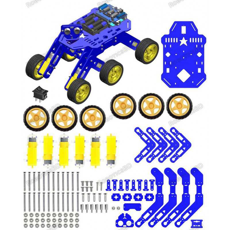 6WD Robotics Rover DIY Blue Chassis With Motors & Wheels Robotics Bangladesh 6WD Robotics Rover DIY Blue Chassis With Motors & Wheels Robotics Bangladesh