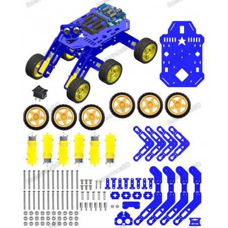 6WD Robotics Rover DIY Blue Chassis With Motors & Wheels Robotics Bangladesh