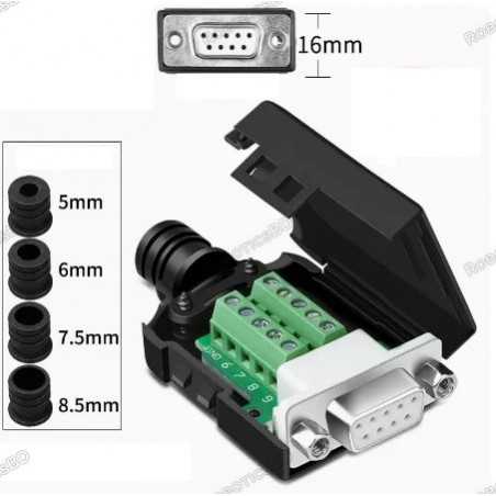 DE-9 (DB-9) Female Socket Connector to Terminal Block Breakout Robotics Bangladesh