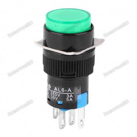 AL6 Push button Switch 5-Pin - Green LED Robotics Bangladesh