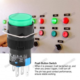 AL6 Push button Switch 5-Pin - Green LED Robotics Bangladesh