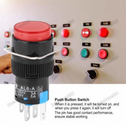 AL6 Push button Switch 5-Pin - RED LED Robotics Bangladesh