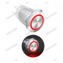 Metal Pushbutton with Red LED Ring - 16mm Momentary Robotics Bangladesh