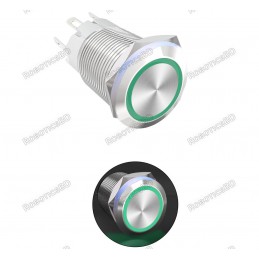 Metal Pushbutton with Green LED Ring - 16mm Momentary Robotics Bangladesh