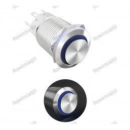 Metal Pushbutton with Blue LED Ring - 16mm Momentary Robotics Bangladesh
