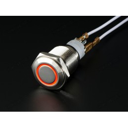 Metal Self-Locking Switch with Red LED Ring - 16mm Latching Robotics Bangladesh
