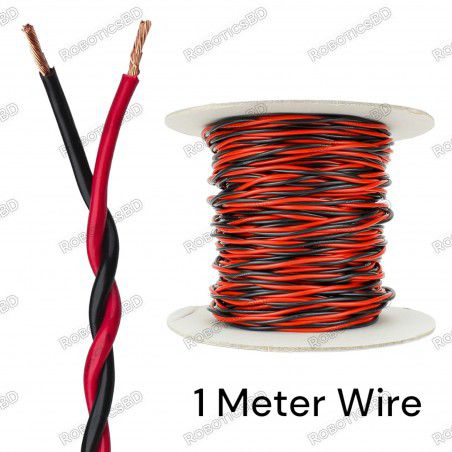 1 Meter Twisted Electrical Flexible Wire - Red Black Robotics Bangladesh