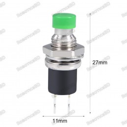 7mm Thread 2 Pin Metal Push Button - Green Robotics Bangladesh