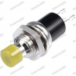 7mm Thread 2 Pin Metal Push Button - Yellow Robotics Bangladesh