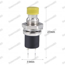 7mm Thread 2 Pin Metal Push Button - Yellow Robotics Bangladesh
