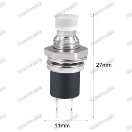 7mm Thread 2 Pin Metal Push Button - White Robotics Bangladesh