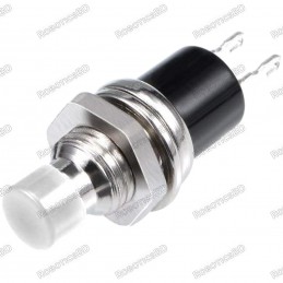 7mm Thread 2 Pin Metal Push Button - White Robotics Bangladesh