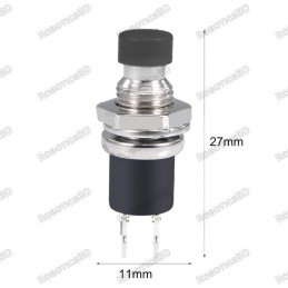7mm Thread 2 Pin Metal Push Button - Black Robotics Bangladesh
