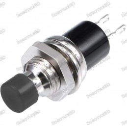 7mm Thread 2 Pin Metal Push Button - Black Robotics Bangladesh