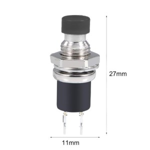 7mm Thread 2 Pin Metal Self-Locking Switch - Black Robotics Bangladesh