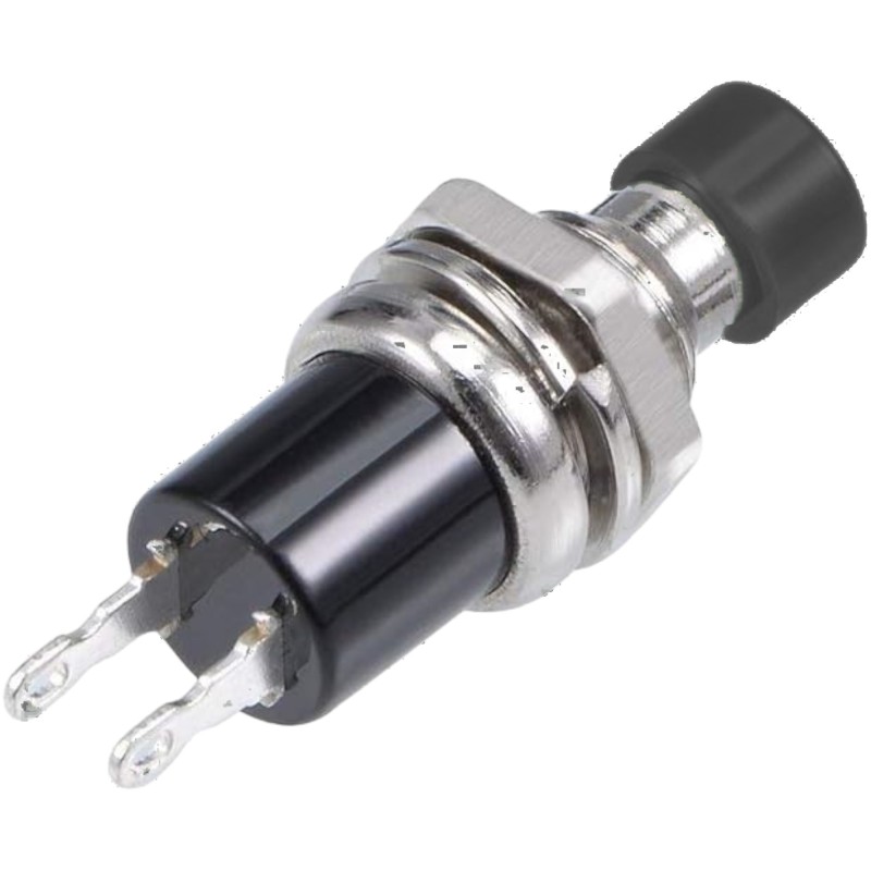 7mm Thread 2 Pin Metal Self-Locking Switch - Black Robotics Bangladesh